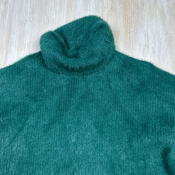 ASOS Dark Green Design High Neck Fluffy Eyelash Yarn Knit Pullover Sweater 12 - Picture 8 of 15